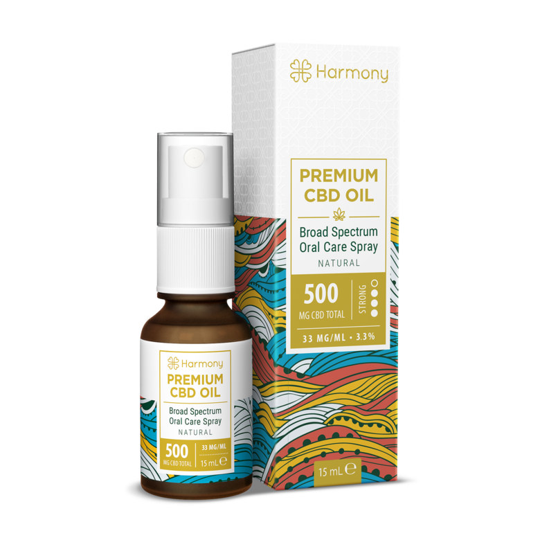 CBD sprejs NATURAL, 500mg 15ml, bez THC, HARMONY